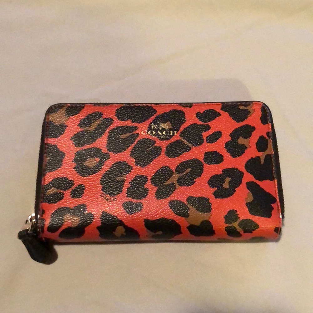 Red leopard coach wallet